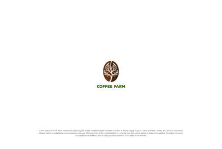Simple Minimalist Coffee Bean with Plant Tree for Shop, Cafe, Restaurant or Coffee Farm Product Logo Design Vectorのイラスト素材