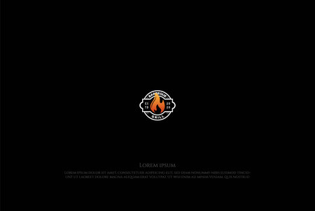 Simple Minimalist BBQ Barbecue Grill Stamp Logo Design Vectorのイラスト素材