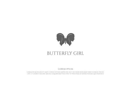 Butterfly with Sexy Woman Girl Face for Night Bar Strip Club Logo Design Vectorのイラスト素材
