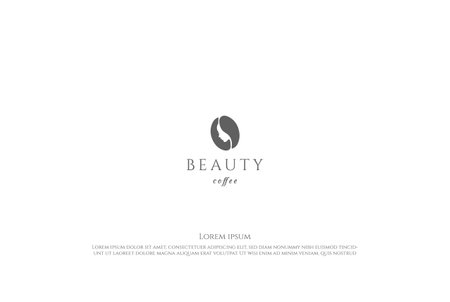Coffee Bean with Beauty Woman Girl Face for Cafe, Spa or Bar Logo Design Vectorのイラスト素材