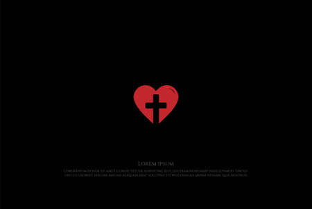 Love Heart with Jesus Christian Cross for Religion   Design Vectorのイラスト素材