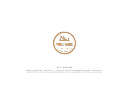 Vintage Retro Jack Plane with Circular Saw Blade for Carpentry Woodworking Logo Design Vectorのイラスト素材