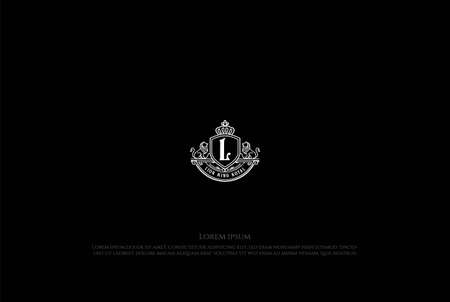 Luxury Shield Lion King Crown Badge Emblem Logo Design Vectorのイラスト素材