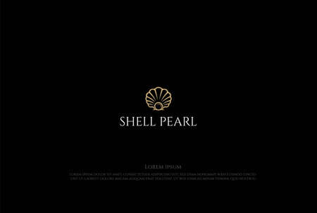 Beauty Elegant Luxury Pearl Jewelry Seashell Oyster Scallop Shell Oyster Cockle Clam Mussel Logo Design Vectorのイラスト素材