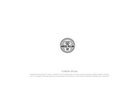 Ancient Greek Coin with Pillar Column, Laurel Wreath, Border Pattern Label Badge Emblem Logo Design Vectorのイラスト素材