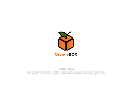 Simple Minimalist Fruit Orange Box Block Cube Logo Design Vectorのイラスト素材