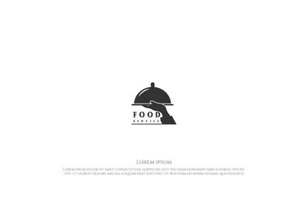 Retro Vintage Cloche Food Serving Tray for Catering, Restaurant Delivery Service Logo Design Vectorのイラスト素材