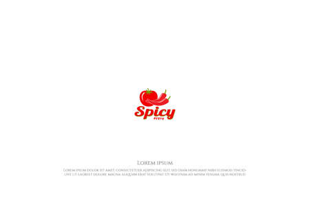 Simple Minimalist Red Chili and Tomato for Spicy Restaurant or Sauce Product Label Logo Design Vectorのイラスト素材