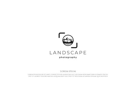 Mountain with Pine Trees Forest and Creek River for Photography Logo Design Vectorのイラスト素材