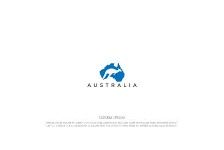 Australia Continent Map with Kangaroo for Travel Logo Design Vectorのイラスト素材