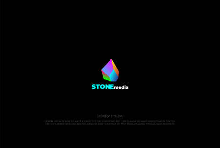 Colorful Modern 3D Diamond Crystal Gem Stone Rock Logo Design Vectorのイラスト素材