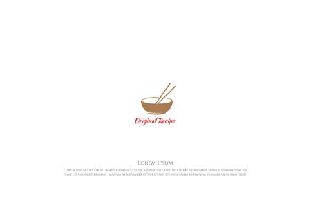 Bowl with Chopstick for Asian Oriental Japanese Korean Chinese Food Restaurant Logo Design Vectorのイラスト素材