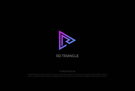 Modern Triangle Play Button RD DR Monogram Logo Design Vectorのイラスト素材