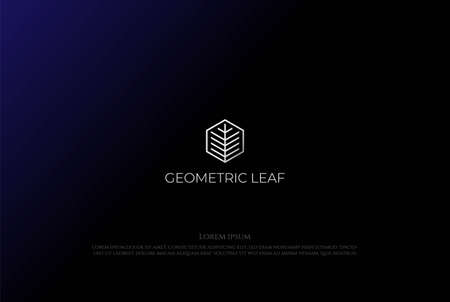 Simple Minimalist Geometric Leaf Line Outline Logo Design Vectorのイラスト素材