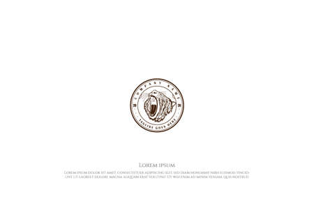Old Classic Roaring Angry Tiger Head Badge Emblem Label Stamp Logo Design Vectorのイラスト素材