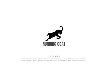 Simple Running Fast Goat Silhouette Logo Design Vectorのイラスト素材