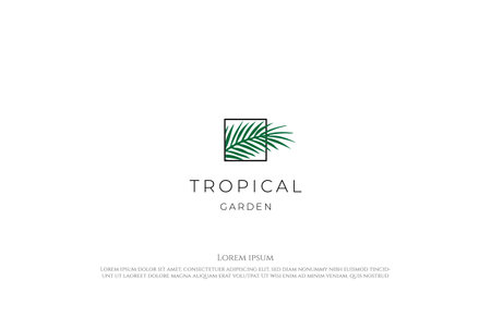 Elegant Luxury Square Coconut Palm Date Leaf Leaves Nature Garden Logo Design Vectorのイラスト素材