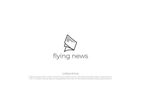 Simple Minimalist Flying Paper Sheet Newspaper Data Logo Design Vectorのイラスト素材