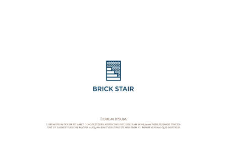 Vintage Geometric Brick Wall with Stair Logo Design Vectorのイラスト素材