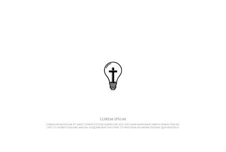 Light Bulb or Lamp with Jesus Christian Cross Logo Design Vectorのイラスト素材