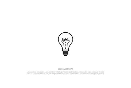Bulb Lamp with Light Text Word Type Font Typography Logo Design Vectorのイラスト素材