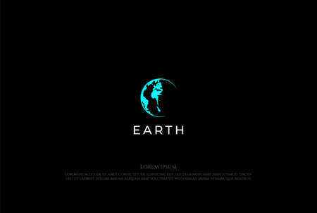 Brush Script Earth World Planet Globe Logo Design Vectorのイラスト素材