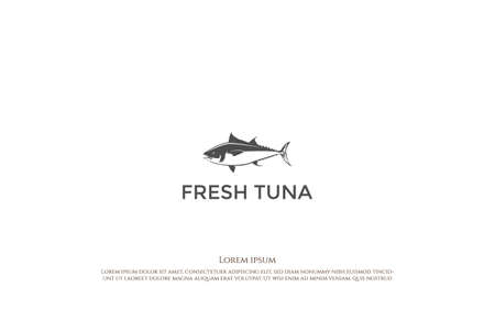 Vintage Retro Fresh Tuna Tunny Fish for Seafood Restaurant Product Label Logo Design Vectorのイラスト素材