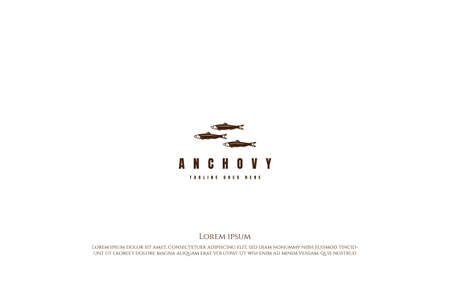 Rustic Vintage Fresh Anchovy Fish Logo Design Vectorのイラスト素材