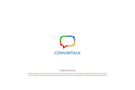 Human with Chat Talk Symbol for Communication Sharing Teamwork Logo Design Vectorのイラスト素材