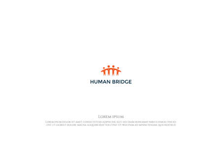 Abstract Human Together with Bridge for Teamwork Education Charity Foundation Logo Design Vectorのイラスト素材