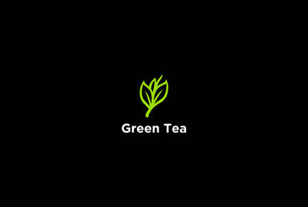 Simple Minimalist Green Tea Shoot Bud Leaf for Cafe Restaurant or Product Label Logo Design Vectorのイラスト素材