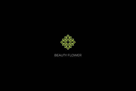 Elegant Luxury Geometric Green Flower Leaf Logo Design Vectorのイラスト素材
