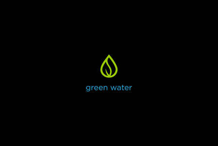 Simple Minimalist Water Oil Liquid Drop with Leaf for Herbal Nature Extract Logo Design Vectorのイラスト素材