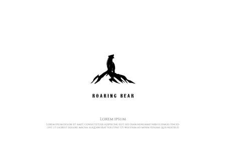 Roaring Ice Polar Grizzly Bear with Mountain Top Rock for Outdoor Camping Adventure Logo Design Vectorのイラスト素材