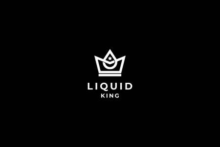 Simple Minimalist Royal King Crown with Water Liquid Aqua Oil Drop Logo Design Vectorのイラスト素材