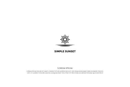 Simple Minimalist Sun Sunset Sunrise Line Logo Design Vectorの写真素材