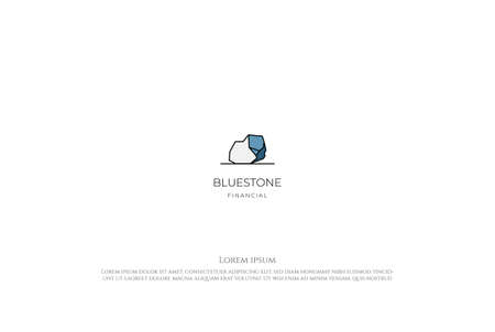 Simple Minimalist Geometric Blue Gem Stone Rock Logo Design Vectorのイラスト素材