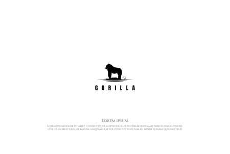 Black Big Strong Animal Gorilla Logo Design Vectorのイラスト素材