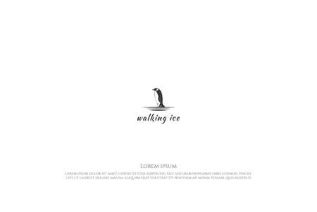 Simple Minimalist Ice Snow Walking Penguin Logo Design Vectorのイラスト素材