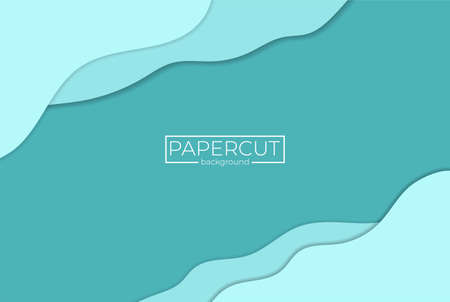 Blue Abstract Landscape Vector 3D Background with Paper Cut shapes and Colorful Carving Art for Business Presentations Flyers Posters and Screen Web Wallpaperのイラスト素材