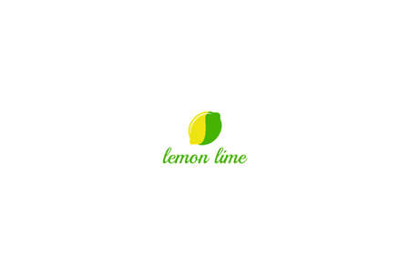 Fresh Fruit Lemon Lime Combination for Beverage Product Label Logo Design Vectorのイラスト素材