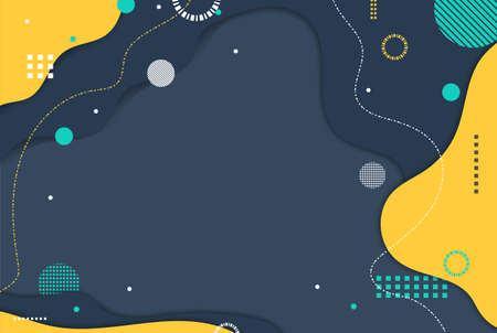 Blue Dark Yellow Modern Backgrounds with Abstract Elements and Dynamic Shapes. Vector illustrationのイラスト素材