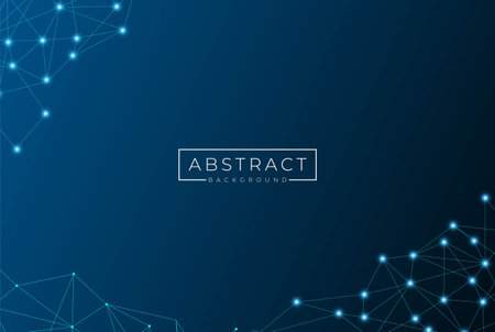 Abstract Futuristic Dark Blue Polygonal Molecules for Digital Technology Background. Vector Illustrationのイラスト素材