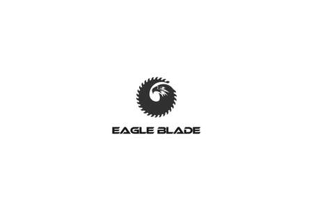 Eagle Falcon Hawk with Circular Saw Blade for Carpentry Craft Logo Design Vectorのイラスト素材