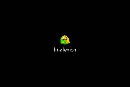Simple Minimalist Fresh Fruit Lemon Lime Combination for Beverage Product Label Logo Design Vectorのイラスト素材