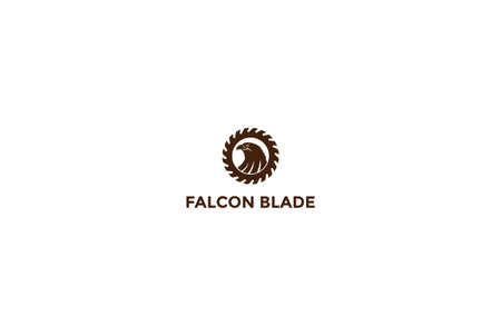 Eagle Falcon Hawk with Circular Saw Blade for Carpentry Craft Logo Design Vectorのイラスト素材
