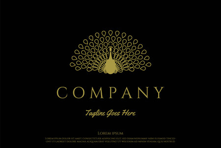 Elegant Luxury Golden Peacock Peafowl Design Vectorのイラスト素材