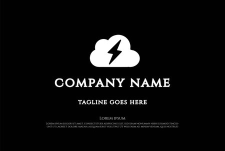 Simple Minimalist Cloud with Light Thunderbolt Power Energy Design Vectorのイラスト素材
