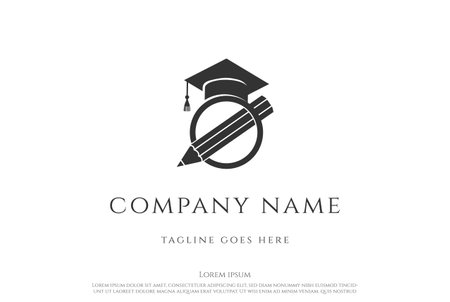 Simple Minimalist Pen Graduation Hat for Education School University Design Vectorのイラスト素材