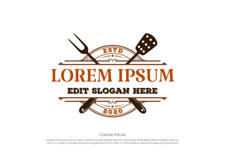 Vintage Retro Rustic BBQ Grill, Barbecue, Barbeque Steak Label Stamp Design Vectorのイラスト素材